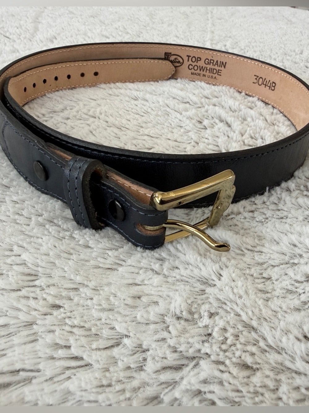 Justin Boots Tan Top Grain Cowhide Leather Belt with Black Edge